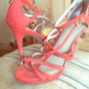 Orange strapped shoes